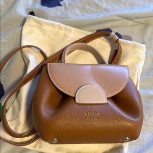 Polene Tan Crossbody Bag with Curved Flap